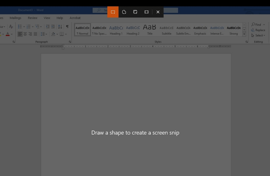 Performing this shortcut (Windows logo key + Shift + S)